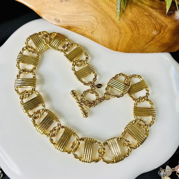 Vintage CIRO Bold Gold Plate Chunky Luxury Choker Necklace Wide Heavy 145gr 1343 - Picture 10 of 16